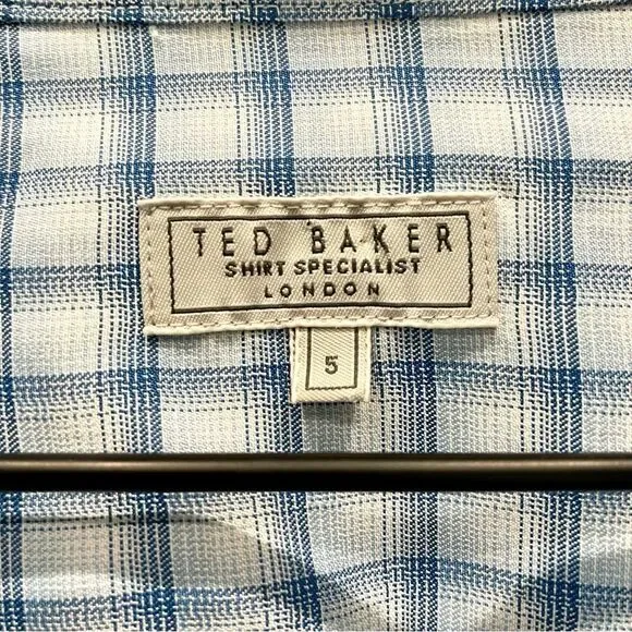 Ted Baker Shirt Specialist Men’s Blue Plaid Shirt - Size: 5 - Picture 3 of 7